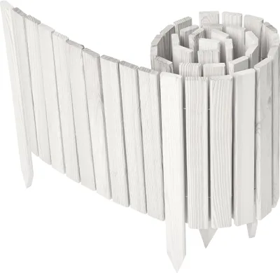 Produktbild von Garronda Beeteinfassung Holz Rollzaun Gartenzaun imprägniert Flexibler Rollborder Rasenkante  Länge: 200 cm (Weiß, Höhe: 40 cm)