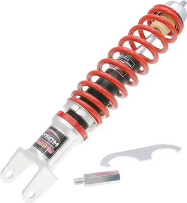 Immagine prodotto di Ammortizzatore posteriore Carbone Hi-Tech 340-365mm cromo/rosso per Vespa 50-90-125 Primavera, ET3