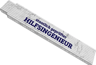 Produktbild von Hilfsingenieur Meterstab aus Holz mit Marmorhintergrund