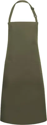 Produktbild von Karlowsky Latzschürze BASIC mit Schnalle und Tasche 75 x 90 cm unisex Polyester/Baumwollmix Moosgrün