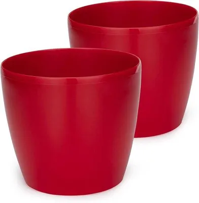 Obrázek produktu pro Dekorativní plastový květináč - sada 2 kusů - velký - červený - 18 cm