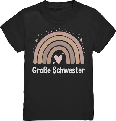 Produktbild von Große Schwester T-Shirt Regenbogen Große Schwester Geschenk – Black / 98/104 (3-4)