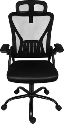 Productafbeelding van Ergonomische bureaustoel, verstelbare bureaustoel met wielen, comfortabele bureaustoel met omklapbare armleuningen, kussen (49 x 48 x 106 cm)