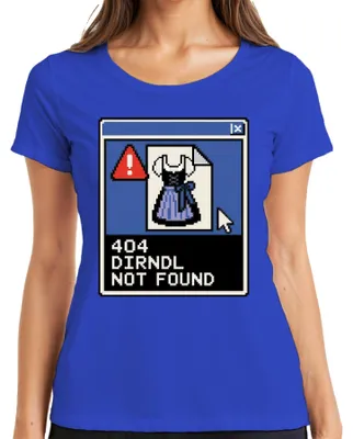 Productafbeelding van 404 Dirndl niet gevonden. , Wiesn, traditionele kleding, lederhosen, Bayern, dames T-shirt, blauw, maat M
