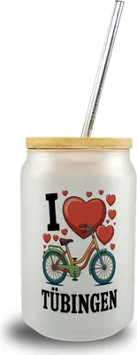 Produktbild von I love Tübingen Fahrrad Trinkglas mit Bambusdeckel