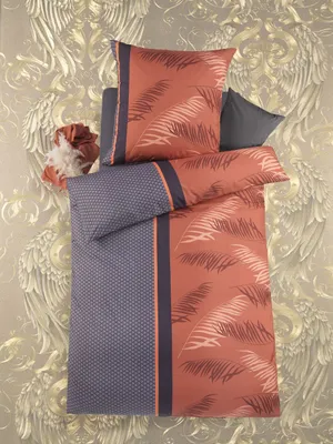 Produktbild von Optidream Mako Satin Bettwäsche 135 x 200 cm Bettbezug 135 cm x 200 cm  Kopfkissenbezug 80 x 80 cm Lora anthrazit / braun / orange
