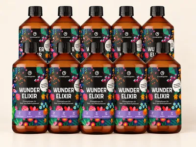 Produktbild von 12x Flüssigdünger mit 15 % Pflanzenkohle 500 ml - Wundergarten Wunderelixir - Organischer Beet- & Balkondünger für Blumen, Gemüse, Hochbeet & Kübel