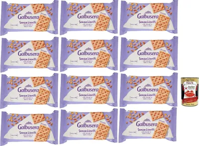 Produktbild von Galbusera Senza Lieviti Cracker con Farine di Mais e Orzo, Cracker mit Maismehl und Gerste, hefellos 12x 300 g + Italian Gourmet polpa 400g