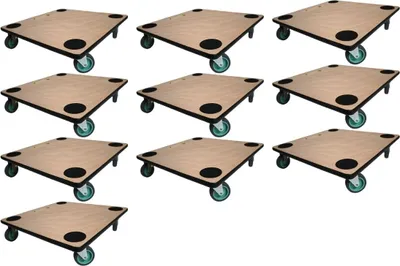 Produktbild von Mega Deal 10x Profi Transportroller HERCULES | BxT 50x50 cm | Traglast 150 kg | 4 Gummirollen & Griff | Sperrholzplatte | Rollbrett für Möbel Möbelroller Transporthilfe für Umzug Pflanzen Werkstatt