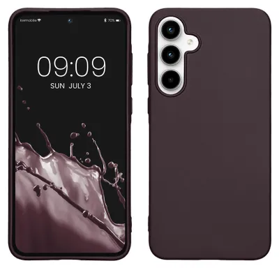 Produktbild von kwmobile Case kompatibel mit Samsung Galaxy A35 Hülle - Schutzhülle aus Silikon metallisch schimmernd - Handyhülle Metallic Brombeere