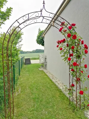 Image de GardenAndPools Arc de roses HOLLANDE RONDE Largeur totale 1,40 m Pergola en rouille noble Arc de roses en métal Colonne de roses Rozenboog Arco da Giordimo