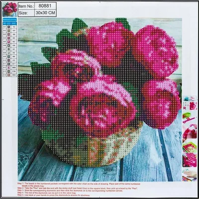 Produktbild von 5D-Diamantmosaik – Blumenstrauß 30 x 30 cm