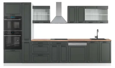 Produktbild von Küchenzeile Vicco R-Line Anthrazit Landhaus/Weiß 350 cm mit Hochschrank, AP Eiche, Model 42645