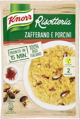 Produktbild von 15x Knorr Risotto Zafferano e Porcini Reis mit Safran und Steinpilzen 175g 100% italienisch Fertiggerichte Reisgerichte