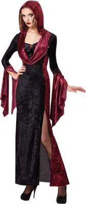 Gothic Kostüm Zauberin Vampir für Damen L- XL schwarz-rot Kleid SALE Halloween Fasching Karneval Mottoparty