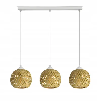 Produktbild von LUXOLAR Pendelleuchte Natural Bambus 3 flammig E27 60 W - Deckenleuchte BOHO Design - Hängelampe für Wohnzimmer, Küchen