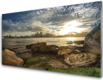 Produktbild von Acrylglasbilder 100x50 Wandbild Druck Meer Steine Stadt Landschaft