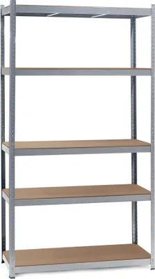 Produktbild von Wiltec regály pre vysoké zaťaženie 100x60x200cm, 200kg/policu, pozinkované oceľové regály bez skrutiek, záťažový regál s 5 policami, dielenské regály