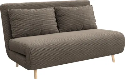 Zdjęcie produktu dla HOMCOM – rozkładana sofa z funkcją spania, poduszki oparcia w stylu kordowym, ciemnobrązowa