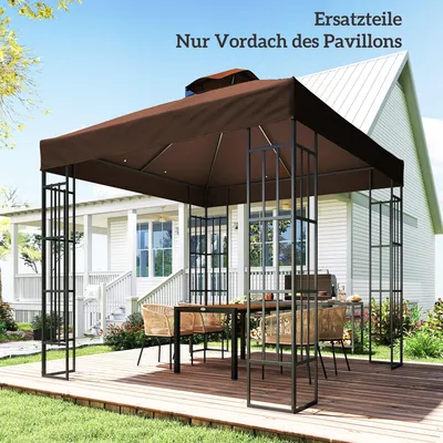 Produktbild von Ersatzplane Pavillon, Pavillondach Ersatz 3x3 m, 600D Oxford-Polyester, UPF30+, Kaffee  |  Wasserablauf  |  2-stufig  |  300x300 cm