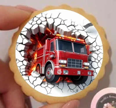 Produktbild von Feuerwehr rund  Keks / Cupcake Aufleger 1 Seite Saracino Cake Paper - leicht raue Oberfläche keine - einfach selber ausschneiden 5 cm 20 Stk.