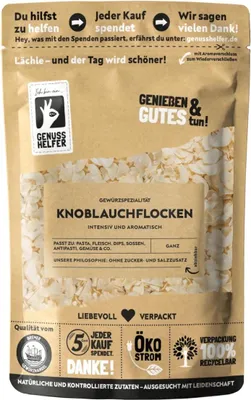 Produktbild von Knoblauchflocken, Knoblauchchips zum Kochen, Knoblauch in Scheiben geschnitten, 100g
