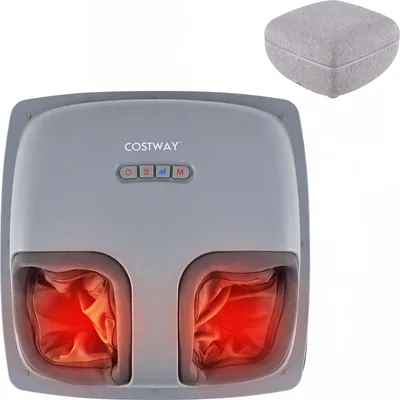 Produktbild von COSTWAY Shiatsu Fußmassagegerät Knetmassagegerät mit Wärmefunktion, Tiefknetung, Luftkompression, Timer & Staubschutzbezug, 2in1 Fußwärmer Sitzhocker