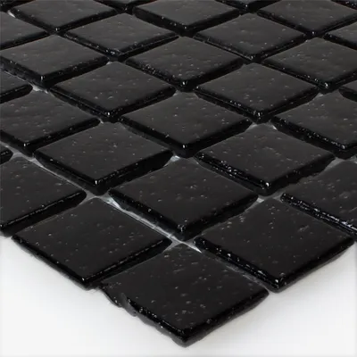 Produktbild von Glasmosaik Fliesen Kimberley Schwarz Uni Glänzend