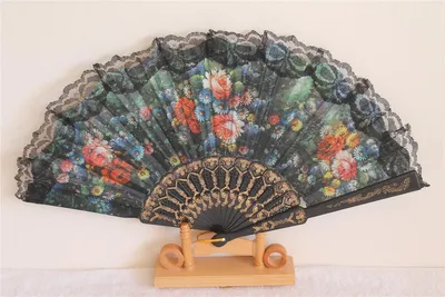Produktbild von 020-10 Fächer-spanisch-schwarz-Blume-bunt pvc