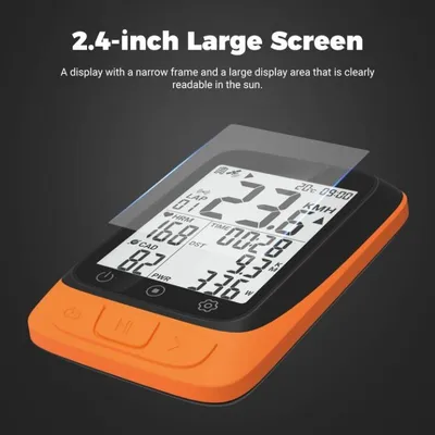 Zdjęcie produktu dla Komputer rowerowy - Bezprzewodowy licznik GPS - Bluetooth 5.0 i ANT+ - Pomarańczowy - Kompatybilny ze Strava