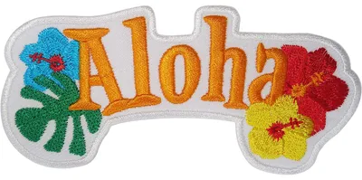 Aufnäh-Patches Hawaii-Blumen, 2 Stück, 10,5 x 4,8 cm, Baumwolle, gestickt