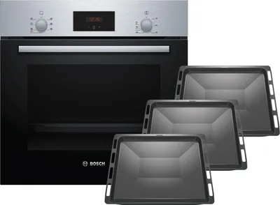 Produktbild von Bosch HBF133BR0Z3 Set Backofen HBF133BR0 Edelstahl + 3 zusätzliche Backbleche HEZ431002
