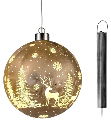 Produktbild von formano LED Hängekugel 12 cm Frosty-Gold mit Timer 6h/18h Weihnachtsdeko