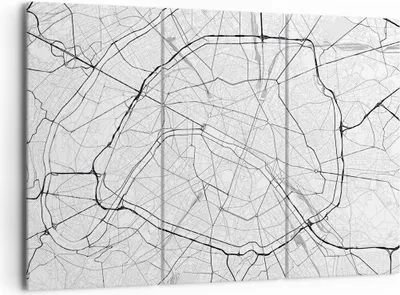 Produktbild von Bild auf Leinwand - Leinwandbild - 3 Teile - Stadt Karte Paris - 165x110cm - Wand Bild - Wanddeko - Wandbilder - Leinwanddruck - Bilder - Wanddekoration - Leinwand bilder - Wandbild - CE165x110-4868