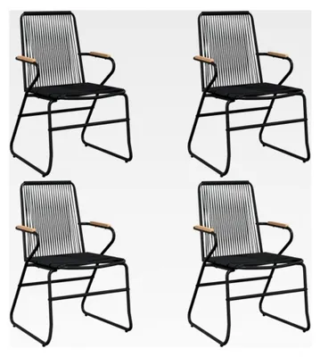 Produktbild von Gartenstühle 4 Stück Schwarz 58x59x85,5 cm PVC Rattan, Gartenmöbel, Terrassenstühle, Balkon Sessel