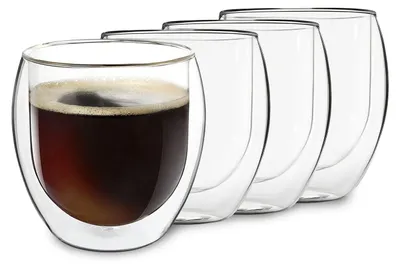 Produktbild von DUOS® Jumbo Latte Macchiato Gläser Set 4x310ml, Doppelwandige Gläser Latte Macchiato, Doppelwandige Kaffeegläser, Teegläser, Cappuccino Gläser Eiskaffee Gläser Thermogläser doppelwandig Espressotassen