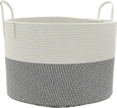 Produktbild von vidaXL Aufbewahrungskorb Grau und Weiß Ø51x33 cm Baumwolle