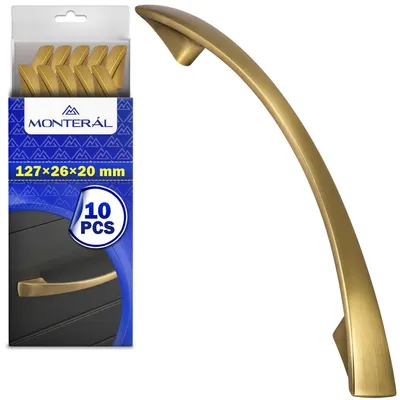 Möbelgriffe 10er-Set, 127x26x20 mm, Lochabstand 96 mm, Messingoptik