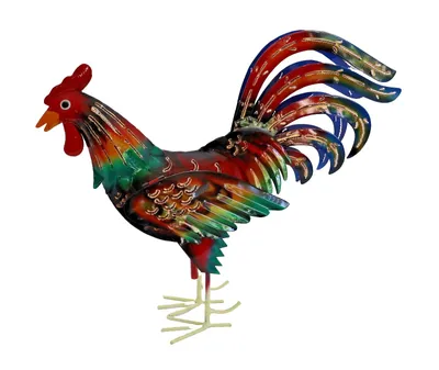 Produktbild von Deko Metall Hahn Figur Huhn Teelichthalter Windlicht Vogel Skulptur Objekt