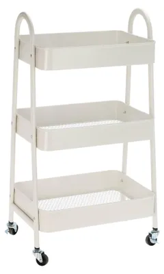 Keukentrolley, 3 Körbe, Rollen, 79,5 cm, weiß