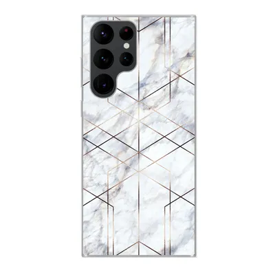 Produktbild von MuchoWow® Handyhülle Schutzhülle Hülle für Samsung Galaxy S22 Ultra Marmor - Gold - Weiß Silikon Softcase Handy Hülle - Abbildung