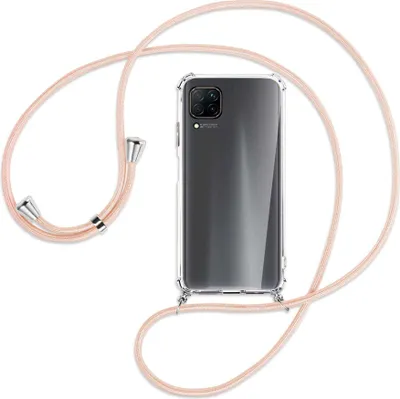 Produktbild von Handykette Backcover-Schutzhülle mit Band (Metall silberfarben) für Huawei P40 lite - rose peach