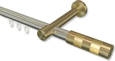 Produktbild von Interdeco Innenlaufstange, Gardinenstange mit Innenlauf Edelstahl-Optik / Messing-Optik Modell Prestige Mavell, 20 mm Ø 1-läufig, 440 cm (geteilt)