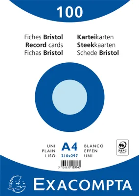 Immagine prodotto di Exacompta 10x schedari A4 in bianco, 100 pezzi in confezione termoretraibile, azzurro, 10316E