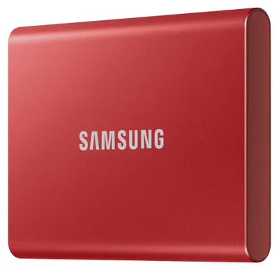 Zdjęcie produktu dla Samsung Portable SSD T7, 500 GB, USB Type-C, 3.2 Gen 2 (3.1 Gen 2), 1050 MB/s, Ochrona hasłem, Czerwony