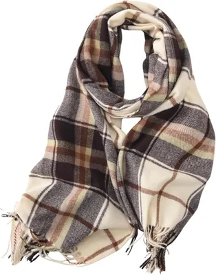 Produktbild von Schal Damen Winter Weicher Warmer Winterschal Karierte Damenschal Mit Fransen Lange Stola Schals