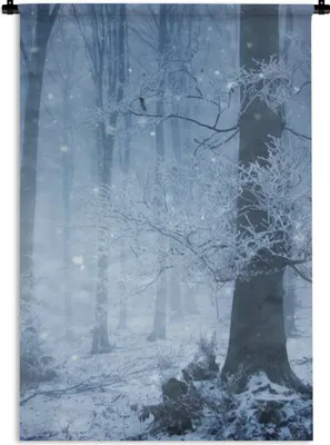 Produktbild von MuchoWow® Wandteppich Wandbehang Wald - Winter - Schnee 60x90 cm Tapisserie Dekoration Wandtuch - Foto-Teppich - Abwaschbar