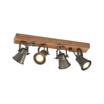 Produktbild von Lindby Deckenstrahler Grandesa, 35 cm, 4-flg., Holz, Metall