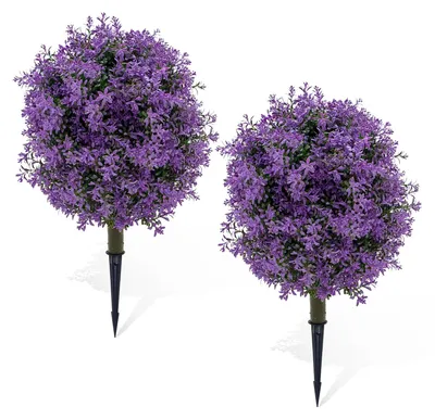 Immagine prodotto di Sfere di bosso artificiali - Set da 2 - 60 cm - Plastica - Per interni - Decorazione per la casa - Viola