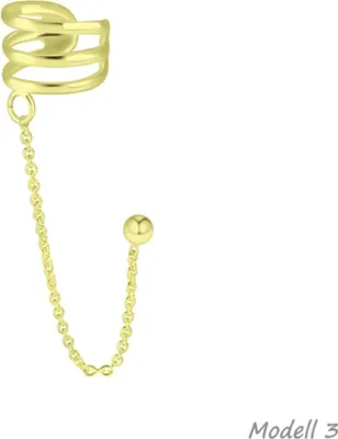 Produktbild von Ohrklemme Silber 925 gold: Ear Cuff Ohrring ohne Loch tragbar Modell 3